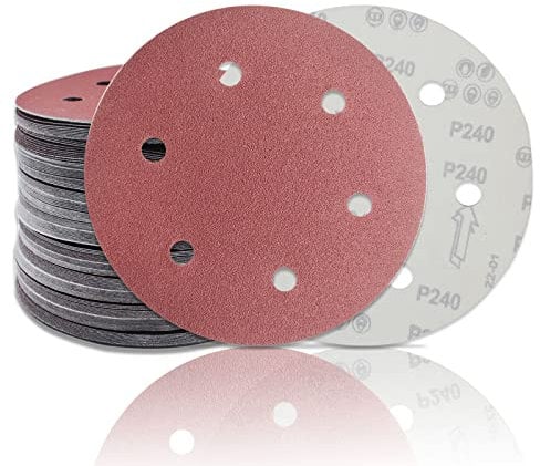 20 Stück Schleifscheiben Ø 225mm,Körnung 100, 6 Loch in rot, SenmaiTools Schleifpapier Klett 225mm für Trockenbauschleifer,Langhalsschleifer Schleifgiraffe