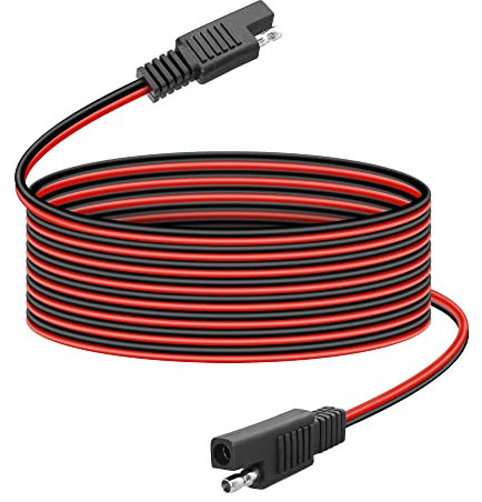 QIANRENON 18AWG SAE Panneaux Solaires Photovoltaïques Câble d'extension,SAE Mâle à Mâle Câble de Voiture d'alimentation CC,120W,pour 12V-24V Alimentation par Batterie CC,2 m (6,6 ft)
