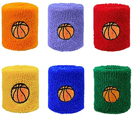 Catelves 6 Stück Schweißband Kinder Handgelenk, Schweißbänder Kinder, Schweissband für Kinder Arm, Schweißband Handgelenk Kinder Basketball, Kinder Schweißband Handgelenk, Schweissarmband Kinder
