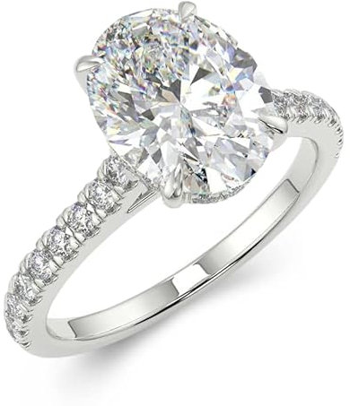BEBEWO 9K/14K/18K Echtgold Oval Hochzeitsringe für Damen 2 ct Moissanit Halo Ring Ewigkeitsring Verlobungsringe für Sie