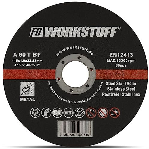 Dischi da taglio FD-Workstuff professionali confezione da 30 Ø 115mm 1mm sottili per smerigliatrici flessibili, da taglio e angolari Dischi da taglio in acciaio inossidabile Dischi flessibili