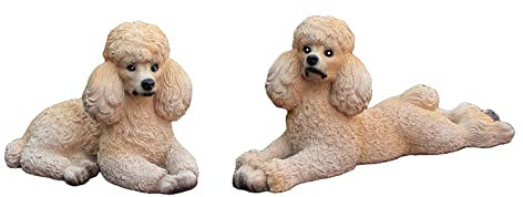 Sanmum Miniatur Feengarten Deko Pudel Figuren kit, Miniaturfiguren Ornament Set für Terrasse Hof Bonsai (Beige)