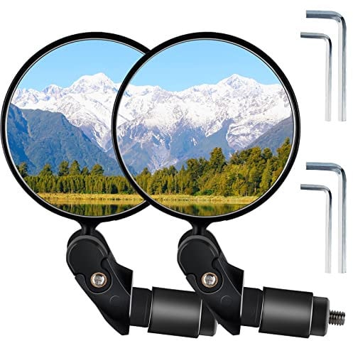 2 Stück Fahrradspiegel Rückspiegel, 360° Drehbar Fahrradrückspielgel für Lenker 18mm-22mm, HD Fahrrad Spiegel für Mountainbike,Elektroroller,Rennräder (Schwarz)