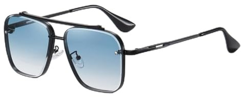 SUBX Neue Sonnenbrille mit Farbverlauf für Herren Mode Metall Big Frame Sonnenbrille Markendesign Luxus-Schwarz Blau