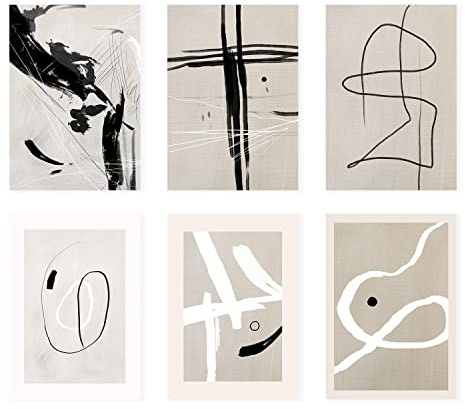 Nacnic Set mit 6 künstlerischen Illustrationen von Franz Kline. Sammlung dekorativer Gemälde im Art Gallery-Stil des berühmten Künstlers. Drucke für Innenarchitektur und Dekoration. A3.