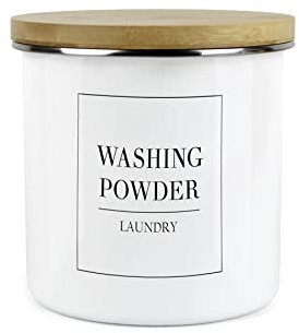 Purely Home Minimalist Range Washing Powder Storage Canister - White Metal Enamel Kitchen And Bathroom Storage Container