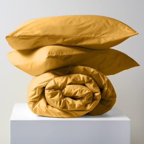 Lisola Set Copripiumino Matrimoniale, in Cotone Pregiato, Made in Italy, Sacco Copripiumino 250x240cm + 2 Federe 50x80cm, Tinta Unita. Modello: Tortona, Seitan