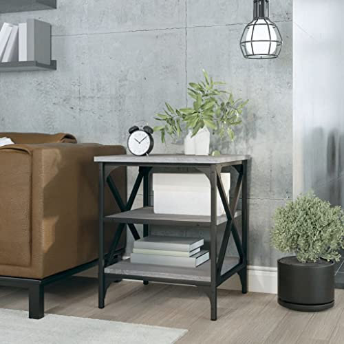 FIRBNUS Beistelltisch Grau Sonoma 40x42x50 cm Beistelltisch Schmal Beistelltisch mit Stauraum Beistelltisch Bett Beistelltisch Sofa Beistelltisch Couch Mini Beistelltisch Holzwerkstoff