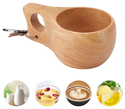 Tissting Tazza di Legno Tazza di Legno Kuksa Finlandese Fatta a Mano in Stile Nordico Tazza Portatile Naturale Tazza per caffè tè Latte Escursionismo, Campeggio, Cucina, All'aperto