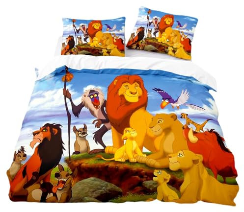 SENTUBILA König Der Löwen Bettwäsche 135x200,Kinder Bettwäsche-Sets,Simba Bettbezug Und Kopfkissenbezug 80x80cm,Kinder Geschenk Lion King (B,135x200cm+80x80cm)