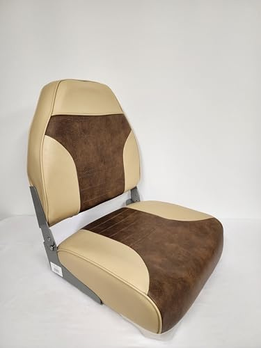 Horizon Manufacturing Boat Seat Fold Down High Back Sand/Brown 1002-AHJ