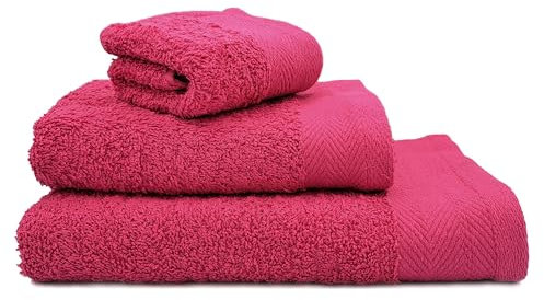 TERNOS - Set asciugamani bagno 3 pezzi, asciugamani bidet, Set asciugamani bagno, Asciugamani bagno (Fucsia)