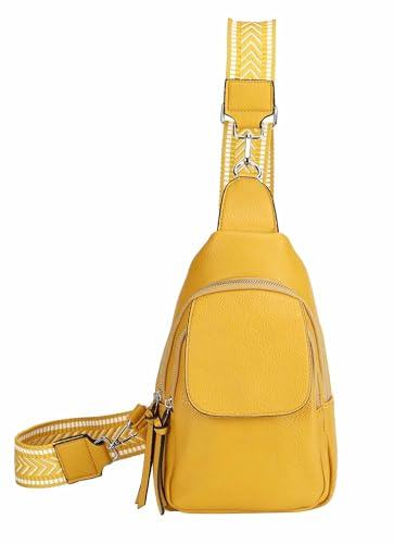 OBC Damen Crossbody Sling Tasche Rucksack Bodybag Crossbag Crossover Schultertasche Gürteltasche Brusttasche Umhängetasche Gelb