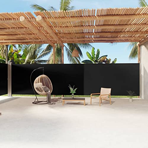 ARKEM Seitenmarkise Ausziehbar Schwarz 200x1200 cm Balkon Sichtschutz Regenschutz Balkon