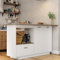 Caldion Îlot de Cuisine,Meuble de Cuisine avec Plan de Travail,Buffet avec tiroirs,Armoire de Cuisine,cloisons réglables - Bois/Blanc,150x40x93 cm