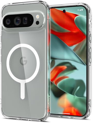 Spigen Ultra Hybrid OneTap Metal Ring MagFit Hülle für Google Pixel 9 Pro XL [Made for Google] kompatibel mit MagSafe magnetischem Zubehör -Weiß