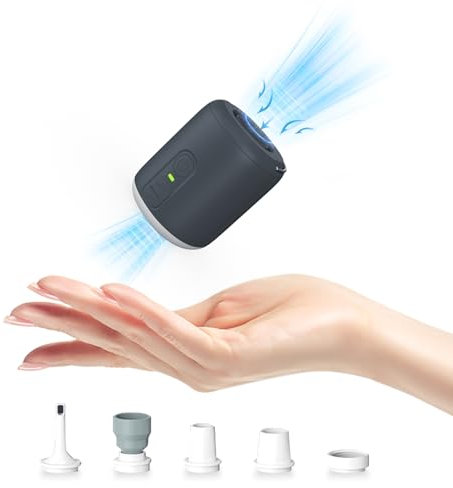 Pompe à air portable avec lanterne de camping, 4,5 kPa, rechargeable, pour matelas gonflables, flotteurs de piscine (gris)