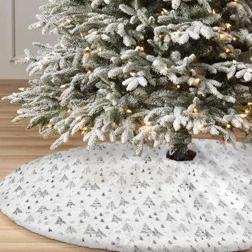 TAIKOUL Weihnachtsbaum Decke 90CM Christbaumdecke Weihnachtsbaum Rock Tannenbaum Decke Weihnachtsbaumdecke Rund Weihnachtsbaum Teppich Decke unter Weihnachtsbaum für Weihnachtsbaumdekoration(Silber)