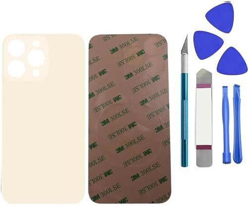 Dakexiong 13 PRO - Verre arrière de rechange pour iPhone 13 PRO avec kit d'outils de réparation et adhésif pré-installé (Or)