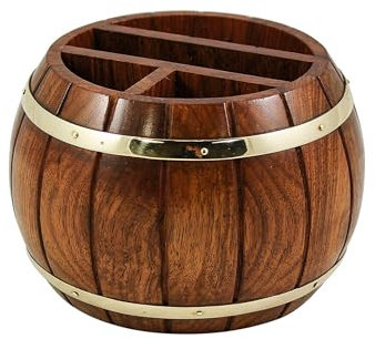 NKlaus Penhalter-Zettelbox im Fassdesign, Holz/Messing, 10x 15cm – Maritime Bürodekoration, Organizer 15981