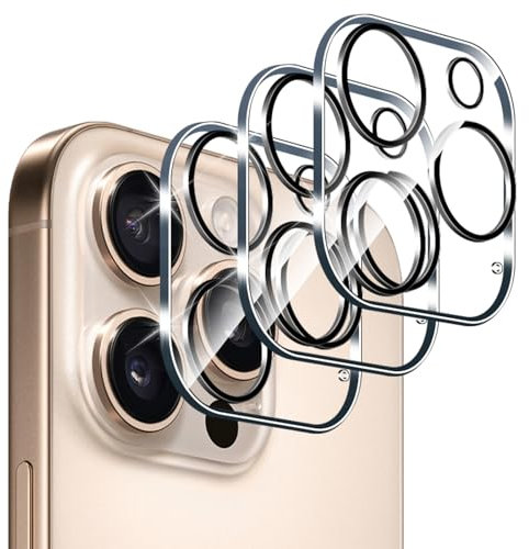 Funrae Pellicola Fotocamera per iPhone 16 Pro Max / 16 Pro / 14 Pro Max, Durezza 9H Vetro Temperato Lente Protettiva, HD Chiaro Anti-GraffioProtezione Obiettivo Della, Pacco da 3