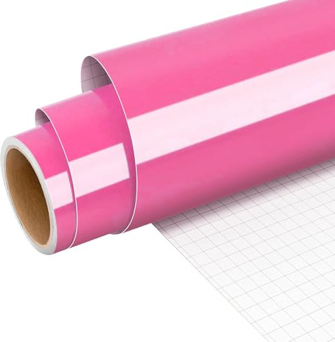 Prime Vinyl Permanent Vinyl, 12'X 6FT Pink Vinyl Roll for Cricut, Pink Permanent Vinyl for DIY Crafting, Home Decoration, Party Decoration.