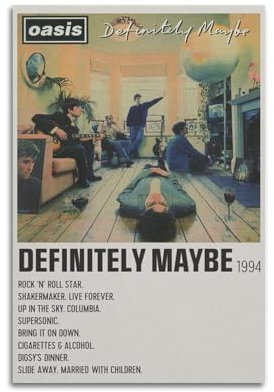 KEMISTER Poster mit Aufschrift Definitely Maybe Oasis, Album, Druck, Gemälde, Leinwanddekoration, Wandkunst, Sänger, berühmtes Album, Pop-Album, Musikdekoration, 30 x 45 cm, ungerahmt, Stil 19