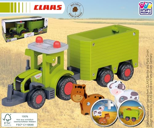 Happy People CLAAS Holz AXION 870 Traktor + Viehanhänger