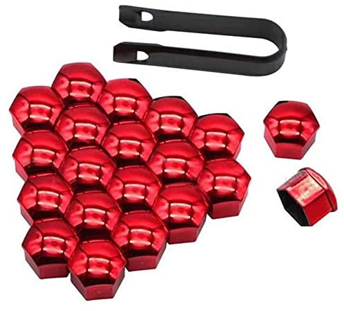 IUKTHHJOR Wheel Nut Rim Cover For Tesla Model 3 Y S, Wheel Bolt Nut Caps Covers Center Hub Rim Nuts Covers Anti-theft Screw Protection Accessories,E/Red-19mm