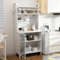 Tall Kitchen Cupboard 175cm, Kitchen Cabinets, 5-layer Pantry Cupboard White, Storage Cupboard with Magnetic Doors and DIY Perforated Board, Kitchen Storage & Organisation (175 * 80 * 39cm white)