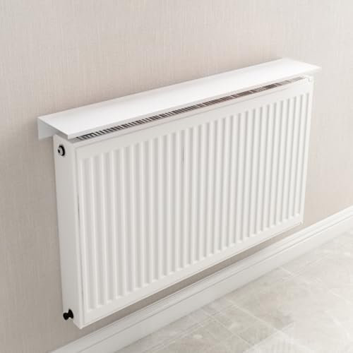 Radiator Shelf Over Radiator Cover Aluminum Top Shelf Splicable, 40-170 CM Slimline Radiator Shelf for Clinics/Bathroom/Entryway, Home Decor for Radiator Covers with Easy Fit(White,50cmx15cm/19.7i