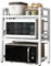 CEIEVER Erweiterbares Mikrowellen Regal, Stehend Mikrowellenregal Flexibel Ausziehbar 40-64CM Microwave Shelf mit 6 Haken Praktisches küchenregal für Arbeitsplatte,Bäckereiregale (Weiß, 2 Schichten)