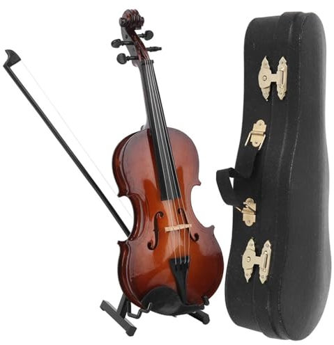 Modell Musikinstrument 20 Cm Holz Miniatur Violine Modell Mini Musikinstrument Modell Dekorative Ornament Hause Raum Dekoration Mit Geschenk Box(Violin)