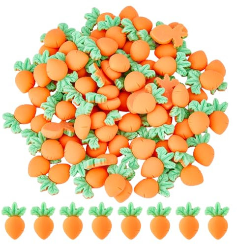 SUPERFINDINGS 80 Stück Mini Karotten Cabochons Aus Kunstharz Osterkarotten Verzierungen Gemüse Ornamente Dekorative Häschen Karotten Flatbacks Ornamente Für Die Küche Zu Hause