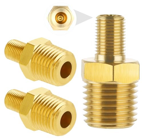 Messing Luftpumpenadapter mit Ventilschaft innen, 3 Stück 1/4 NPT (m) auf Standard Schrader Ventil (m) für Tragbaren Auto Luftkompressor/Pumpe, tragbarer Luftschlauch-Luftspannfutter