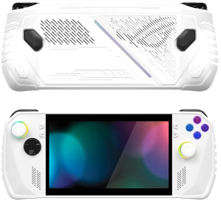 PlayVital ABSOLUTE TPU Protective Case for ROG Ally, Anti-Slip Grip Cover with Joystick Caps for ROG Ally Accessories, Anti-Scratch & Shockproof - White