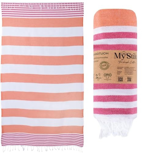 MyStilo® XXL Saunahandtuch Hamamtuch - Großes, Weiches Badetuch 100x180cm, Schnelltrocknend - Premium Strandtuch, Beach Towel, Handtuch für Männer, Frauen, Yoga und Fitness (Orange)
