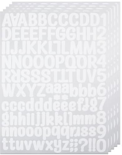 BINLINHONGO 630 Letters Number Stickers, 5 Sheets Glitter 1 Inch Self-Adhesive Vinyl Letter Sticker Decals for Scrapbooks, Water Bottles, Signs, Holiday Parties -White