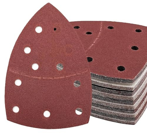 MANICAF Schleifpapier Dreieckschleifer, 25 Stück Deltaschleifer Schleifpapiers 120 Körnungen, 11 Loch Schleifpapier Klett 105mm x 150mm Schleifblätter für Schleifmaschinen