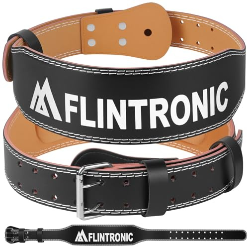 Flintronic Weight Lifting Belt for Men, PU Leather Gym Belt, 4” Padded Lumbar Back Support, 10 Adjustable Holes, for Weightlifting, Powerlifting, Bodybuilding, Deadlift, Squat, Gym Fitness