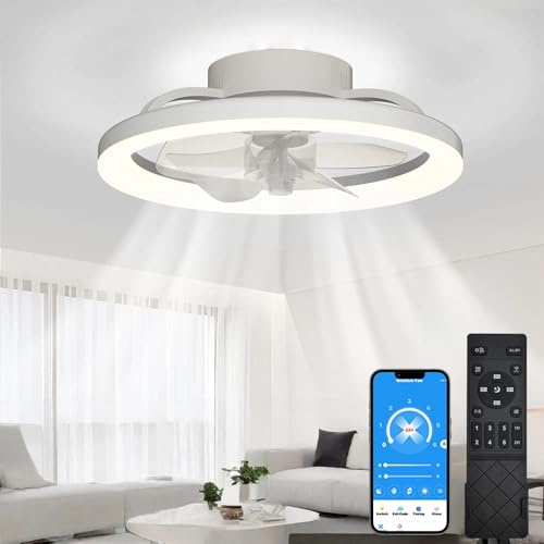 EKDADL 50cm Deckenventilator mit Beleuchtung und Fernbedienung Leise, Dimmbar Deckenlampe mit Ventilator, Modern Deckenleuchte Ventilator mit Licht für Schlafzimmer Wohnzimmer, Umkehrbaren DC Motor