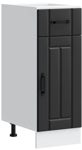 Teenpull Lucca Küchenschrank Schwarz Holzwerkstoff, Moderner Unterschrank mit Türen, Verstellbaren Füßen, Viel Stauraum für Geschirr und Vorräte, Robuster Aufbewahrungsschrank, 30x46x81,5cm