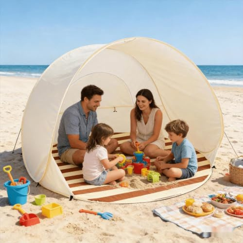 Tienda De Campaña De Playa Emergente, Pop-up Tienda De Bebé | TiendaDe Playa Pop-up Automática 2-3 Personas, Carpas Plegable Portátil Protección Sol Anti UV 50+ Para Viajes De Acampada