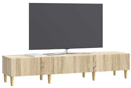 vidaXL TV-Schränk Sonoma-Eiche 147 x 34,5 x 30 cm Holzwerkstoff, Wohnzimmer, moderner rechteckiger Medienspeicher, viel Platz, Unterhaltungszentrum, Möbel für Multimedia, Display-Einheit