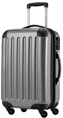 HAUPTSTADTKOFFER Alex - Handgepäck, 55 x 38 x 23 cm, 4 Rollen, 42 Liter, Reisekoffer, Hartschalenkoffer, Rollkoffer, Bordgepäck Koffer, erweiterbar, Silber
