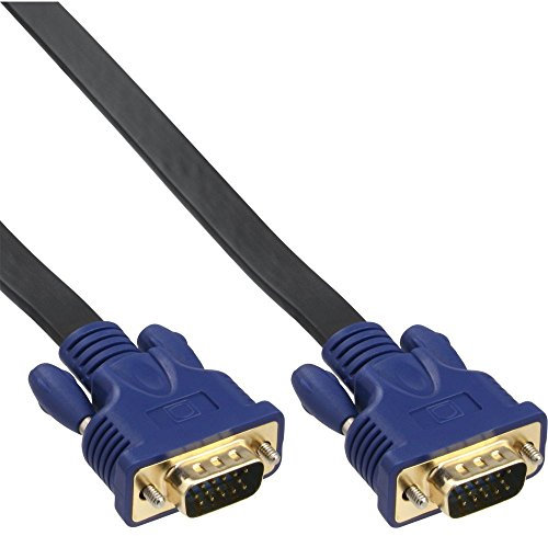 InLine 21500 Cavo S-VGA, Sub-D 15PIN HD Maschio a Sub-D 15PIN HD Maschio, 5M, Piatto, PIN Dorati Nero