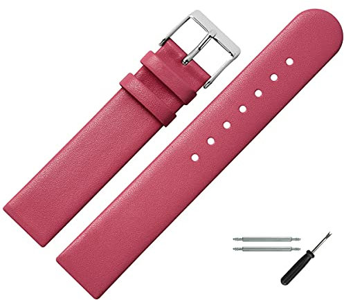 MARBURGER Uhrenarmband 14mm Leder Pink Silber - Montage Set 7611444000120