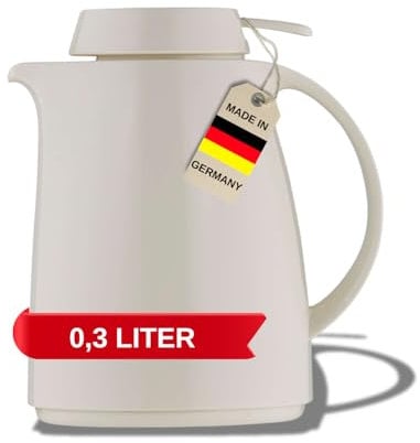 Helios Servitherm Thermoskanne Weiß 0,3L – 6h Heiß - Hält Getränke heiß & kalt - – Einhandbedienung - Robustes Design für Kaffee & Tee