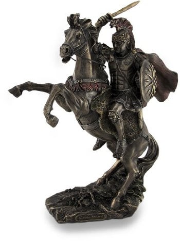 Skulpturelle Statue Alexander der Große Reiter, Bucephalus, bronzefarben