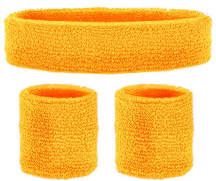 W WIDMANN MILANO Party Fashion - Schweißbänder, 3-teiliges Set, Stirnband und 2 Armbänder, Sport, Accessoires, 80er Jahre, Trainingsanzug, Karneval